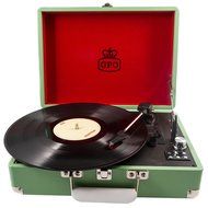 GPO Attache Briefcase Style 3-Speed Portable Vinyl Turntable with Built-in Stereo Speakers and USB Stick for Recording... N12