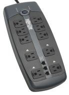 Tripp Lite Isobar 10 Outlet Audio/Video Surge Protector Tel/Modem/Coax/Network 8ft Cord Right Angle Plug (HT10DBS) N4