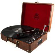 GPO Attache Briefcase Style 3-Speed Portable Vinyl Turntable with Built-in Stereo Speakers and USB Stick for Recording... N15