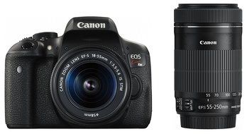 Canon SSLR Camera EOS Kiss X8i with EF-S 18-55mm and EF-S 55-250mm - International Version (No Warranty) N3