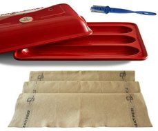 Emile Henry Ceramic Baguette Baker Burgundy, Mure &amp; Peyrot Longuet Lame, Couche Proofing Cloth 23.5 x 35.5, Bundle
