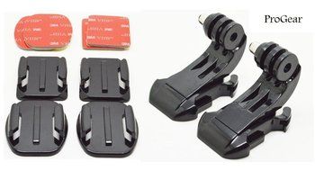 ProGear 2X Curved and 2X Flat Mounts With 3M Pads and 2 J-Hook Vertical Surface Mounts For GoPro Hero 4/3+/3/2...
