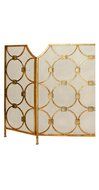 Fireplace Protector Screen w/ 3 Golden Finish Panels for Protection Decoration &amp; Romantic Atmosphere N2