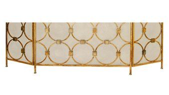 Fireplace Protector Screen w/ 3 Golden Finish Panels for Protection Decoration &amp; Romantic Atmosphere N3