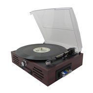 Keni Wooden Turntable Cassette Player with Built-in Stereo Speaker, Vintage Style MIC Record Player, Vinyl,Cassette-To-MP3...