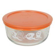 Pyrex 7201 4 Cup Ghost Glass Bowl and 7201-PC Orange Lid