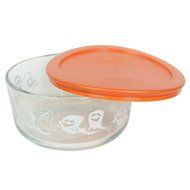 Pyrex 7201 4 Cup Ghost Glass Bowl and 7201-PC Orange Lid N2