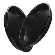 2 Packs Pizza Tray Pan Baking Platters Non-Stick Black Aluminum Alloy,1 Deep Dish,1 Shallow Dish,11"