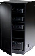 BDI Mirage 8224 Double Wide Entertainment Cabinet, Satin Black with Black Glass Top N2