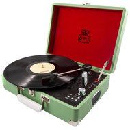 GPO Attache Briefcase Style 3-Speed Portable Vinyl Turntable with Built-in Stereo Speakers and USB Stick for Recording... N19