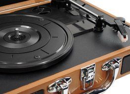 PYLE PVTT2UGR Retro Belt-Drive Turntable with USB-to-PC Connection with Built-In Rechargeable Battery (Gray) N9