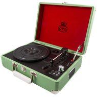GPO Attache Briefcase Style 3-Speed Portable Vinyl Turntable with Built-in Stereo Speakers and USB Stick for Recording... N20