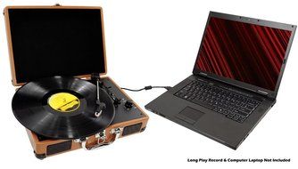 PYLE PVTT2UGR Retro Belt-Drive Turntable with USB-to-PC Connection with Built-In Rechargeable Battery (Gray) N10