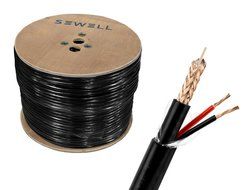 Sewell Direct SW-29989 Bulk RG59 and Power Siamese Cable PE Jacket, 500 Feet Spool, 18 AWG, for Outdoor Cable... N5