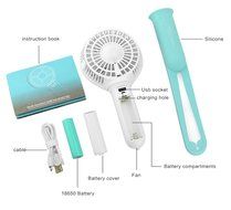 Deli 3 Speeds Electric Portable Rechargeable Mini Handheld Fan with LED Light, Powered by Battery/USB Cooler Fan... N8