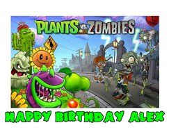 Plants Vs Zombies Edible Image Photo Sugar Frosting Icing Cake Topper Sheet Personalized Custom Customized Birthday... N2