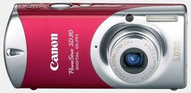 Canon Powershot SD30 5MP Digital Elph Camera with 2.4x Optical Zoom (Rockstar Red) N3