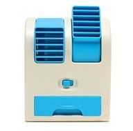 MeMeDa 5V 2.5W Mini USB Portable Dual Air Outlet Desktop Bladeless Air Conditioning Cooling Fan (Blue) N6