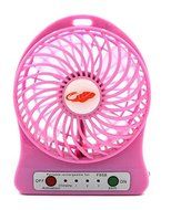 Pro-Shock 4-inch Portable Personal Battery Operated Fan Rechargeable with LED Light, Quiet ( PINK ) N2