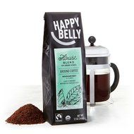 Happy Belly House Blend Organic Fairtrade Coffee, Medium Dark Roast, Ground, 12 ounce N6