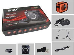 EXMAX E260W 2.4G Wireless Portable Amplifier Dual voice coil speaker LCD Display Support FM MP3 Recording 18W... N2