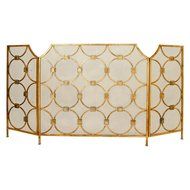 Fireplace Protector Screen w/ 3 Golden Finish Panels for Protection Decoration &amp; Romantic Atmosphere N4