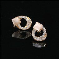 1 Pair Fashion Women Lady Cat Eyes Crystal Rhinestone Ear Stud Gold Earrings