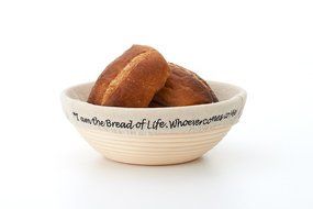 !!! "I am the Bread of Life" Banneton Brotform Proofing Basket - Large 10 Inch Round Cane With Linen Liner&ndash; Rising... N2