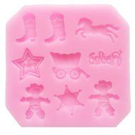 Funshowcase Wild West Cowboy Theme Silicone Candy Mold, for Cake Cupcake Decorating, Crafting, Polymer Clay, Resin