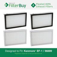 4 - Kenmore EF-1 86889 Exhaust Vacuum HEPA Filters. Designed by FilterBuy to replace Sears Kenmore Part # 20-86889...