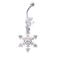 Dedegui Silver Bar Snowflake 14g Belly Button Navel Ring Body Piercing Jewelry