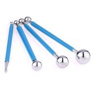 Cake Toppers,Hmane 4 Pcs Stainless Steel Baking Tool with 8 Head Pen--Silver+Blue