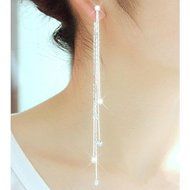 Party Linear Long Tassels Rhinestone Dangle diamante Eardrop Woman's Earrings N4