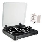 Audio Technica AT-LP60BK Black Turntable + Replacement Stylus ATN3600L + K&amp;M Cloth (2 items)