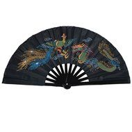 Chinese Kung Fu Tai Chi Fan Arts Dance/Practice Performance Bamboo Folding Fan (Dragon And Phoenix blue background) N32