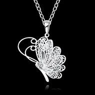 925 Sterling Silver Plated Women Swarovski Butterfly Chain Pendant Necklace