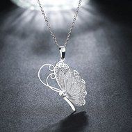 925 Sterling Silver Plated Women Swarovski Butterfly Chain Pendant Necklace N2