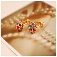 Lovely Korean Women Colorful Crystal Rhinestone Ball Ear Stud Hoop Earrings FT56 N6