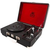 GPO Attache Briefcase Style 3-Speed Portable Vinyl Turntable with Built-in Stereo Speakers and USB Stick for Recording... N24