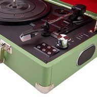 GPO Attache Briefcase Style 3-Speed Portable Vinyl Turntable with Built-in Stereo Speakers and USB Stick for Recording... N26