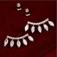 Eyelash Silver Plated Ear Stud Earrings 18K Crystal Rhinestone Fashion Jewelry N2
