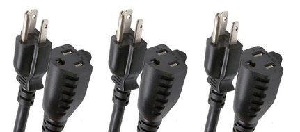 C&amp;E Power Extension Cord 18AWG, Black, NEMA 5-15P to NEMA 5-15R, 10 Amp, 25 Feet, 4-Pack N2