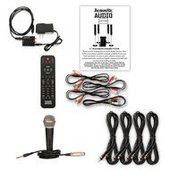 Acoustic Audio AAT1000 Tower 5.1 Speaker System with Optical Input Mic and 4 Extension Cables