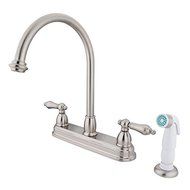 Kingston Brass KB3758AL Restoration Deck Mount Kitchen Faucet, Brass Lever Handle with ABS Sprayer, 8-1/2-Inch...