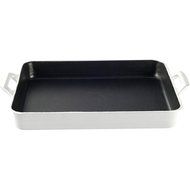 La Cuisine LC 8180 1Piece Shallow Cast Iron Roasting Pan with Enamel Finish, White