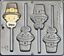 Pilgrim Boy Lollipop Chocolate Candy Mold Thanksgiving 1003