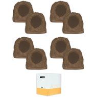 Acoustic Audio RS6SB Brown 2000 Watt Indoor Outdoor Patio Rock Speaker 4 Pair Pack with Wire RS6SB-4PRW