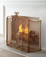 Old World Design Simon Scroll Fireplace Screen