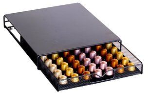 DecoBros Coffee Pod Storage Mesh Nespresso Drawer holder for 56 Capsules, Black N3