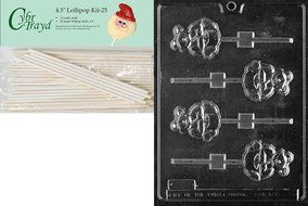 Cybrtrayd 00045St25-C084 Bear with Drum Lolly Christmas Chocolate/Candy Mold with 25 4.5-Inch Lollipop Sticks